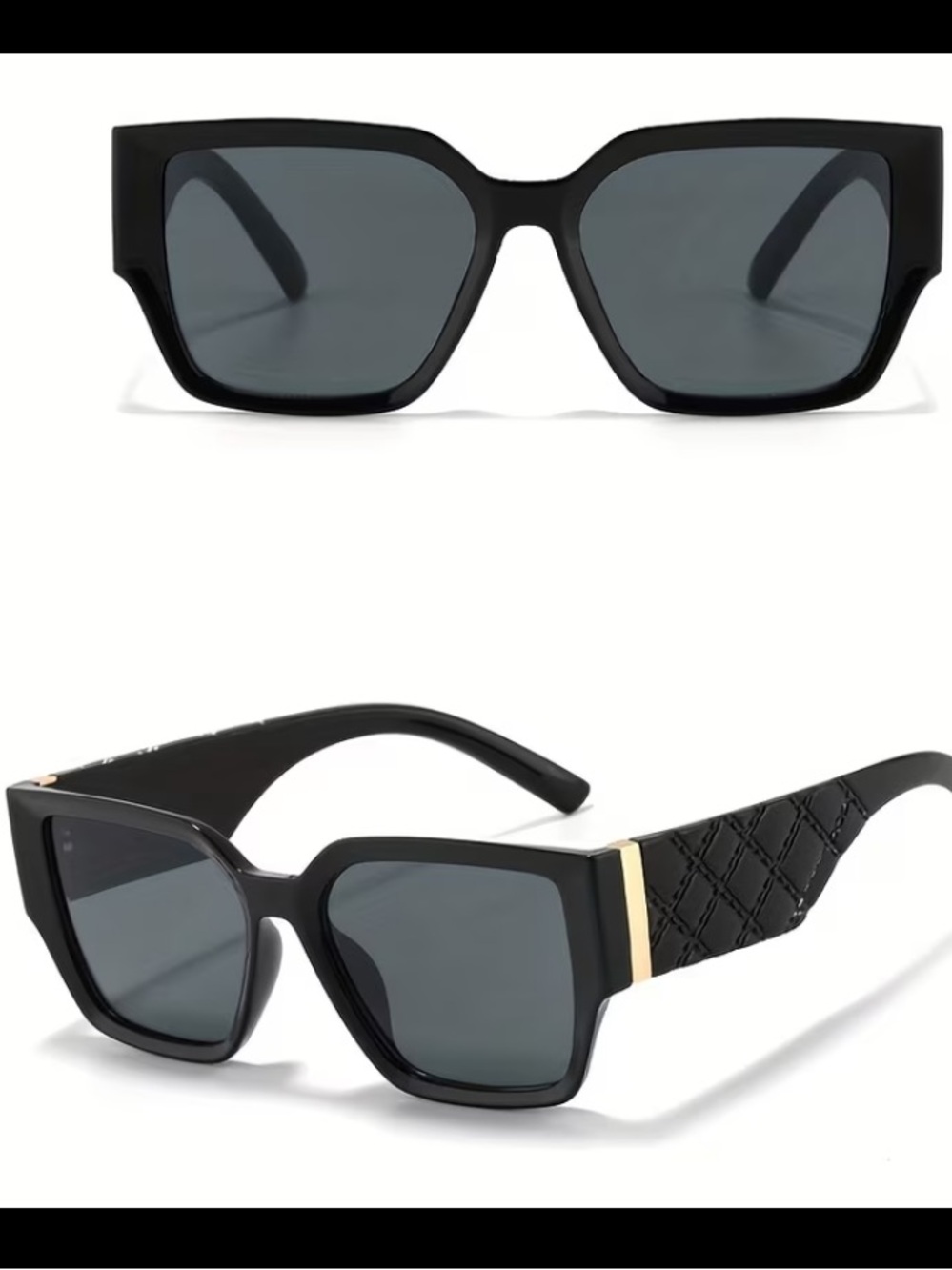 LUXURY LOOK Quilted Square Sunglass Women Sun Glasses Eyewear Fashion - Picture 4 of 5